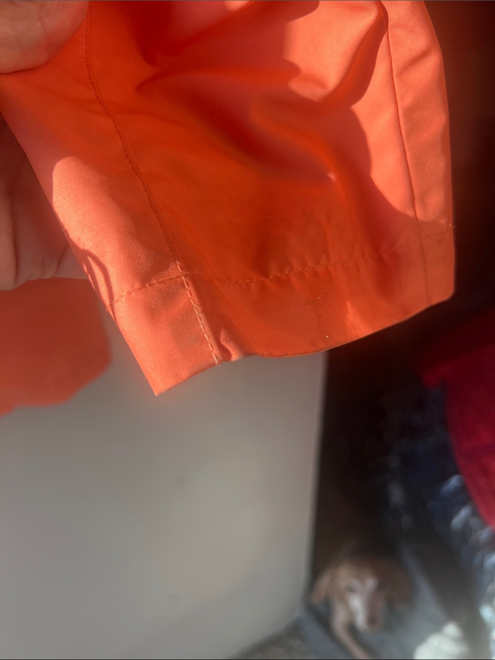 Burberry Bright Orange Hooded Raincoat with Check Lining - Picture 6 of 13